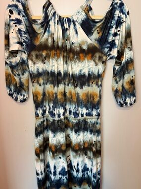 Veronica M M Cold Shoulder Tie-Dye Cold Tunic Dress